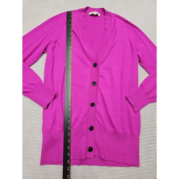 Loft Sweater Womens XL Wool Blend Cardigan Purple Pink Vneck - Picture 2 of 7